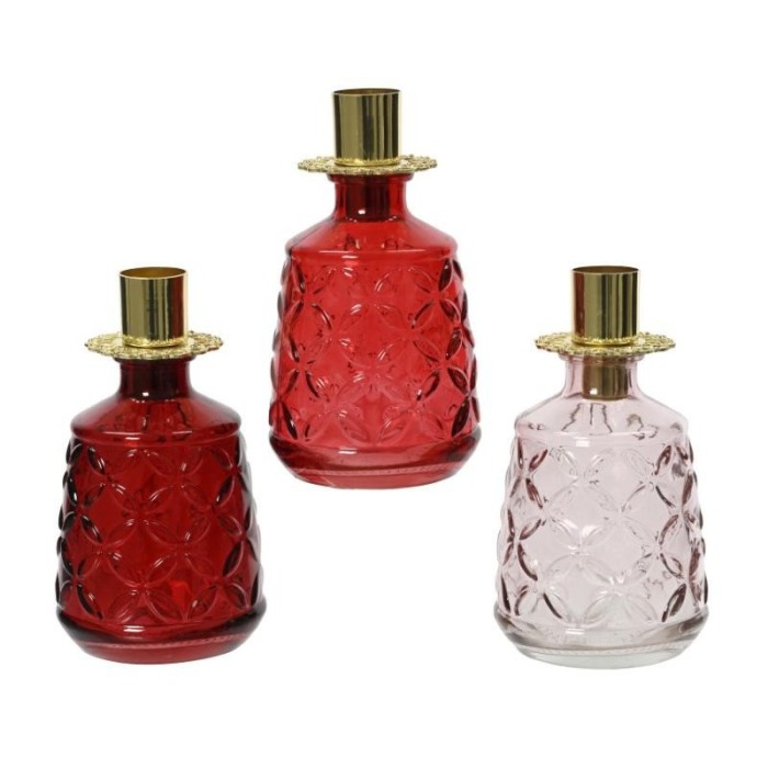 BOTTIGLIA PORTACANDELA 3COLORI